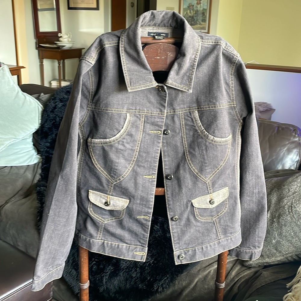 Jeanne Pierre Brown Button Down Jean Jacket Size XL